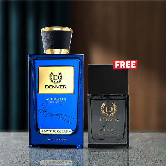 SRK Autograph Mystic Ocean Perfume 100ml | Free Chief perfume 30ml | DENVER