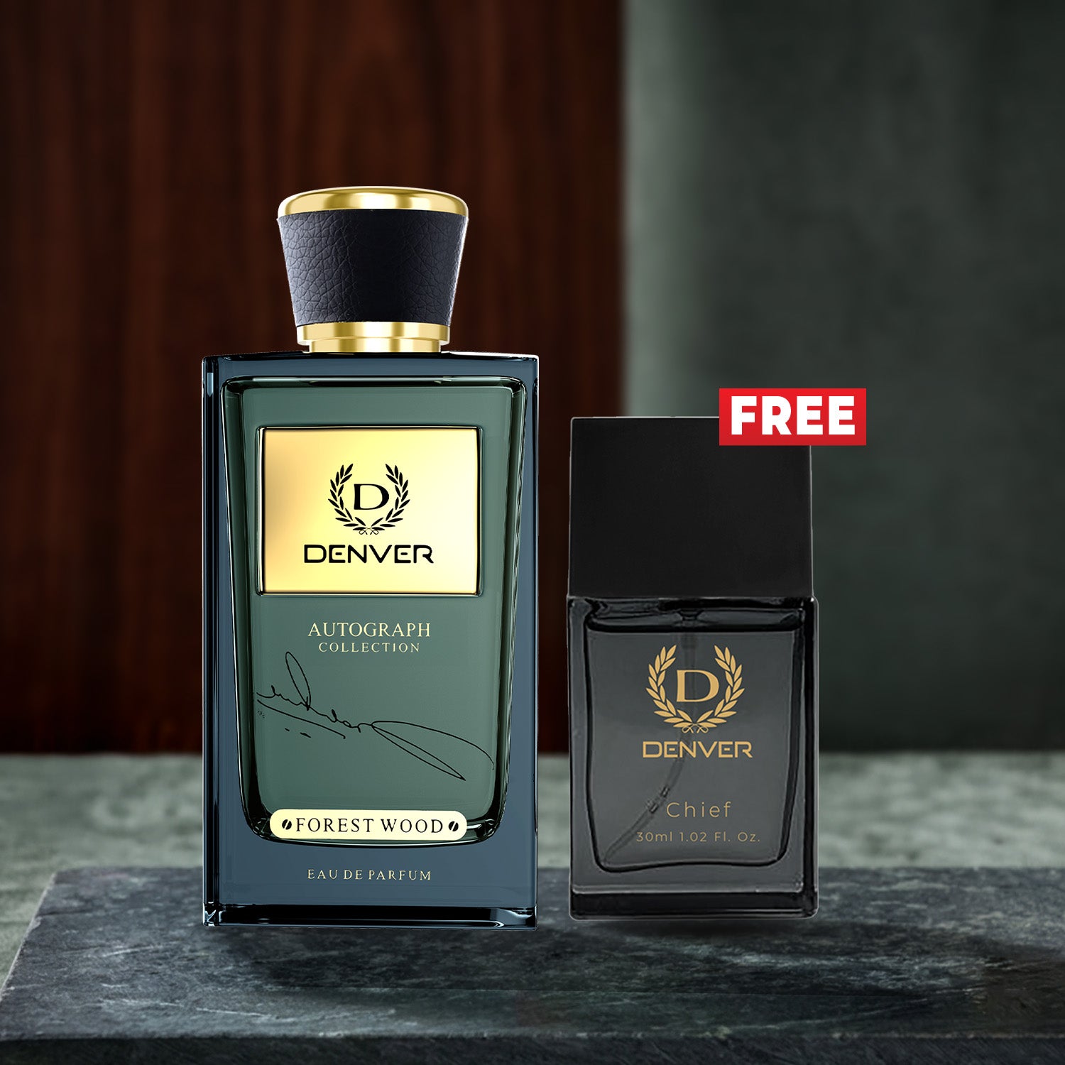 SRK Autograph Forest Wood Perfume 100ml| Free Chief Perfume 30ml | DENVER