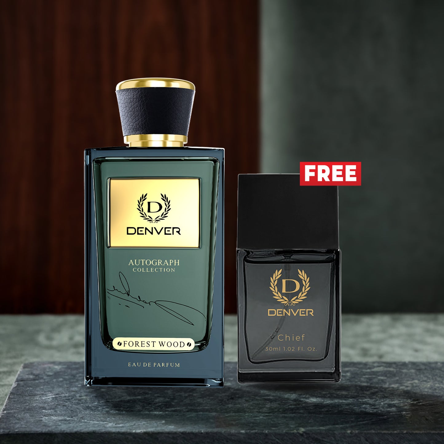 SRK Autograph Forest Wood Perfume 100ml| Free Chief Perfume 30ml | DENVER