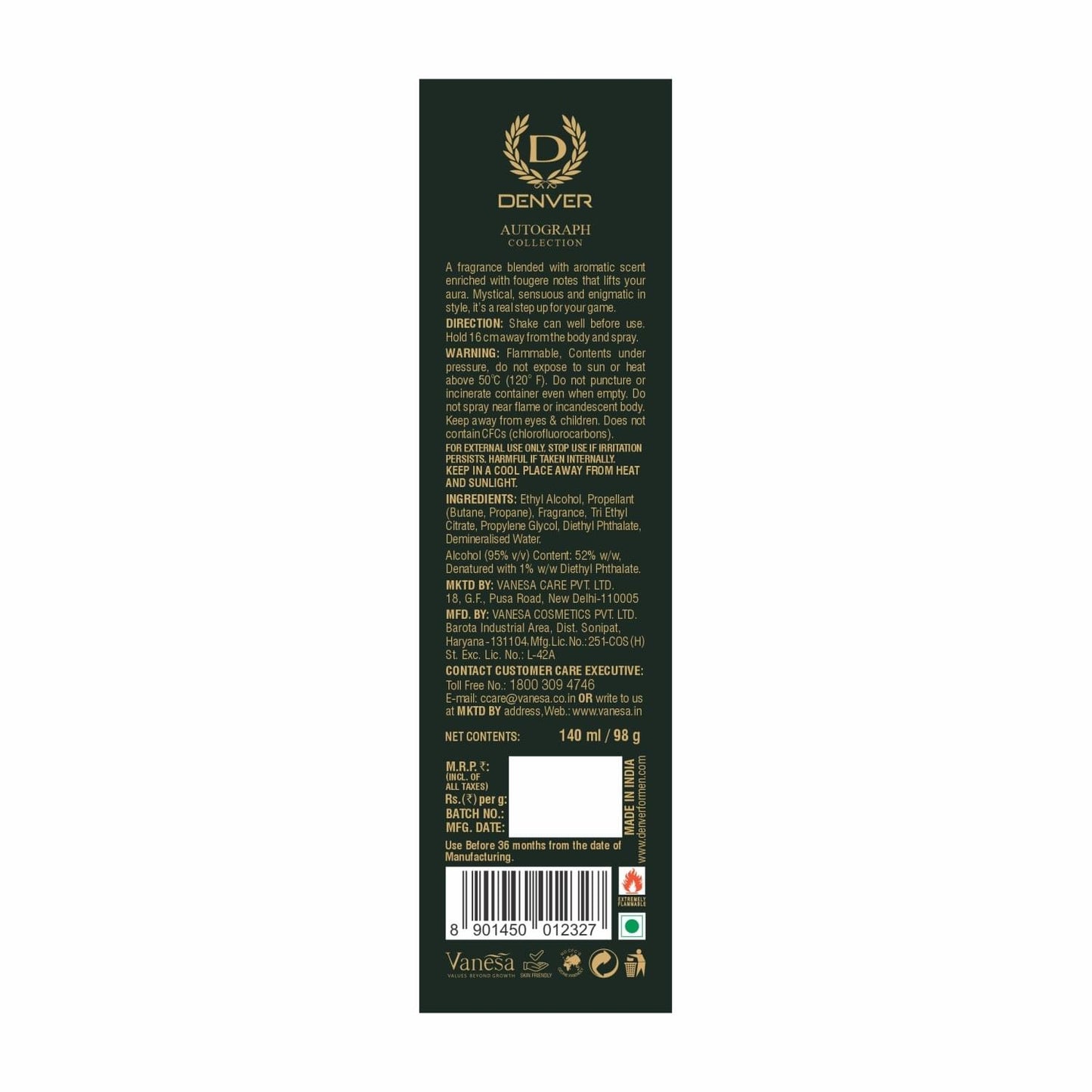 Denver Maestro Deodorant Back side