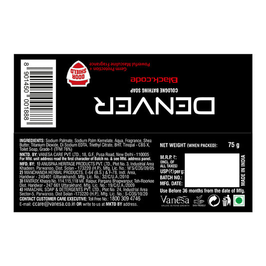 Denver Black Code Cologne Soap 75g