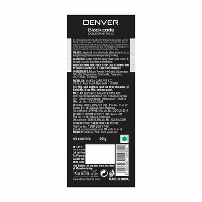 Denver Black Code Cologne Talc Back Side 