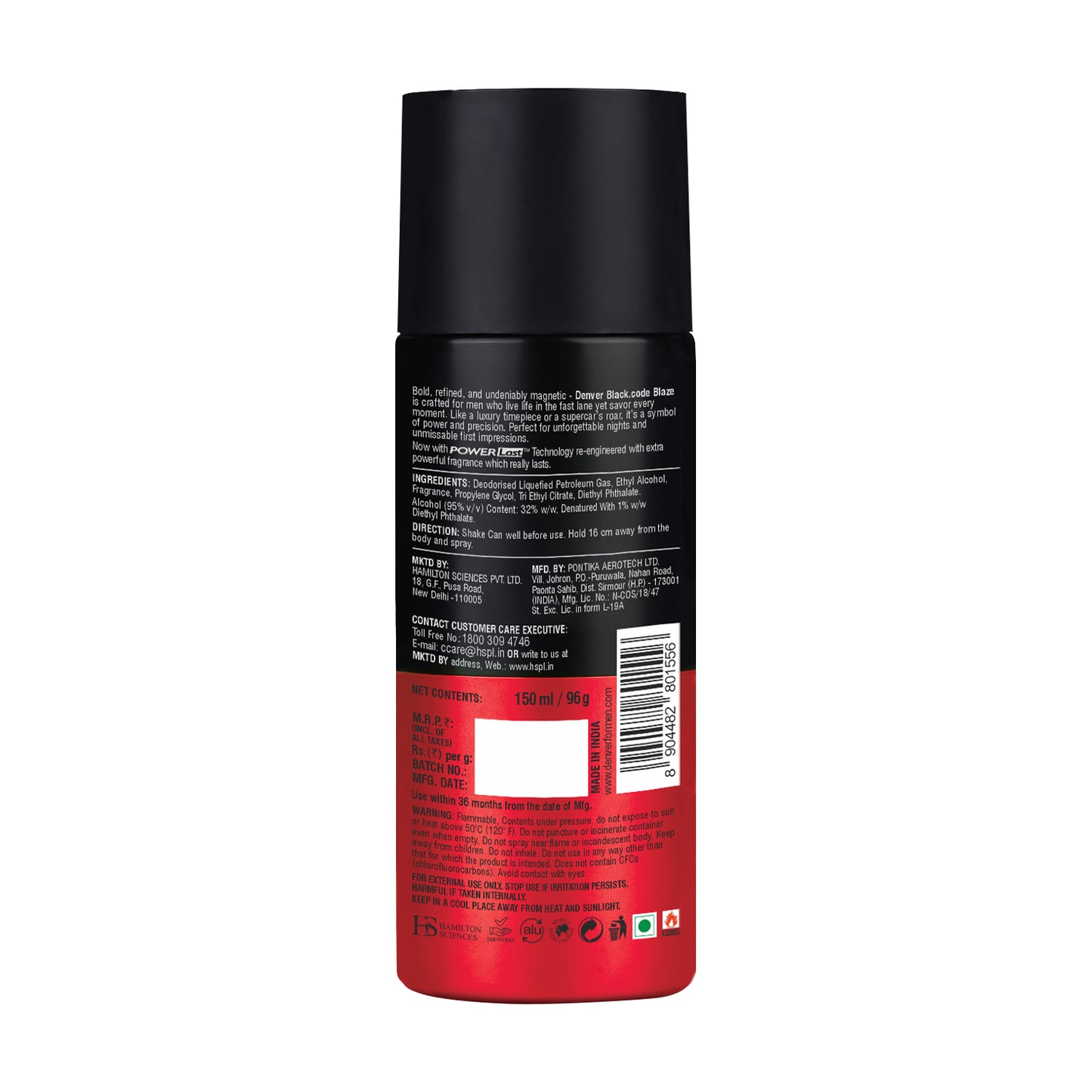 Denver Blaze Deodorant Back Side