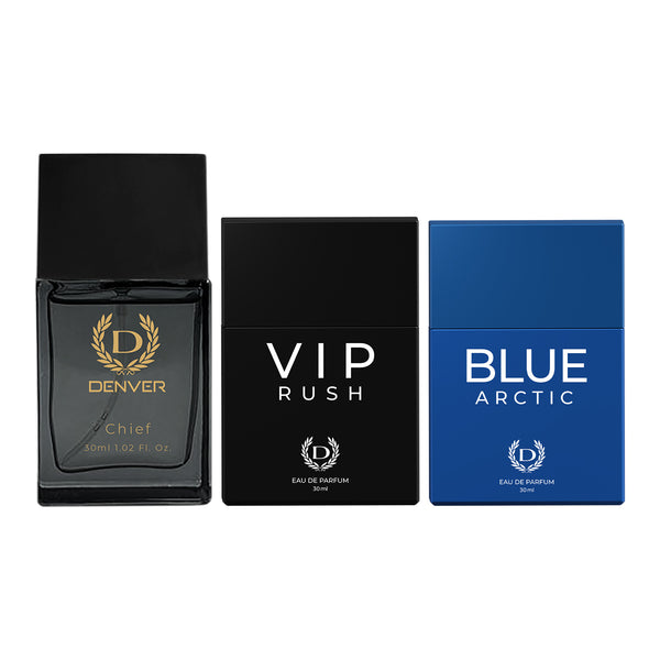 Pack of 3 Perfumes (Chief + VIP Rush + Blue Arctic) - 30ml Each