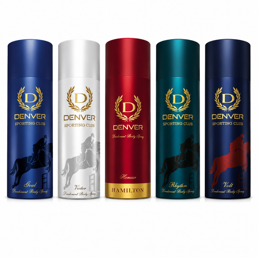 Pack of 5 Deos (Honour + Volt + Phyton + Goal + Victor) - 150/165ml Each | Denver - Sale