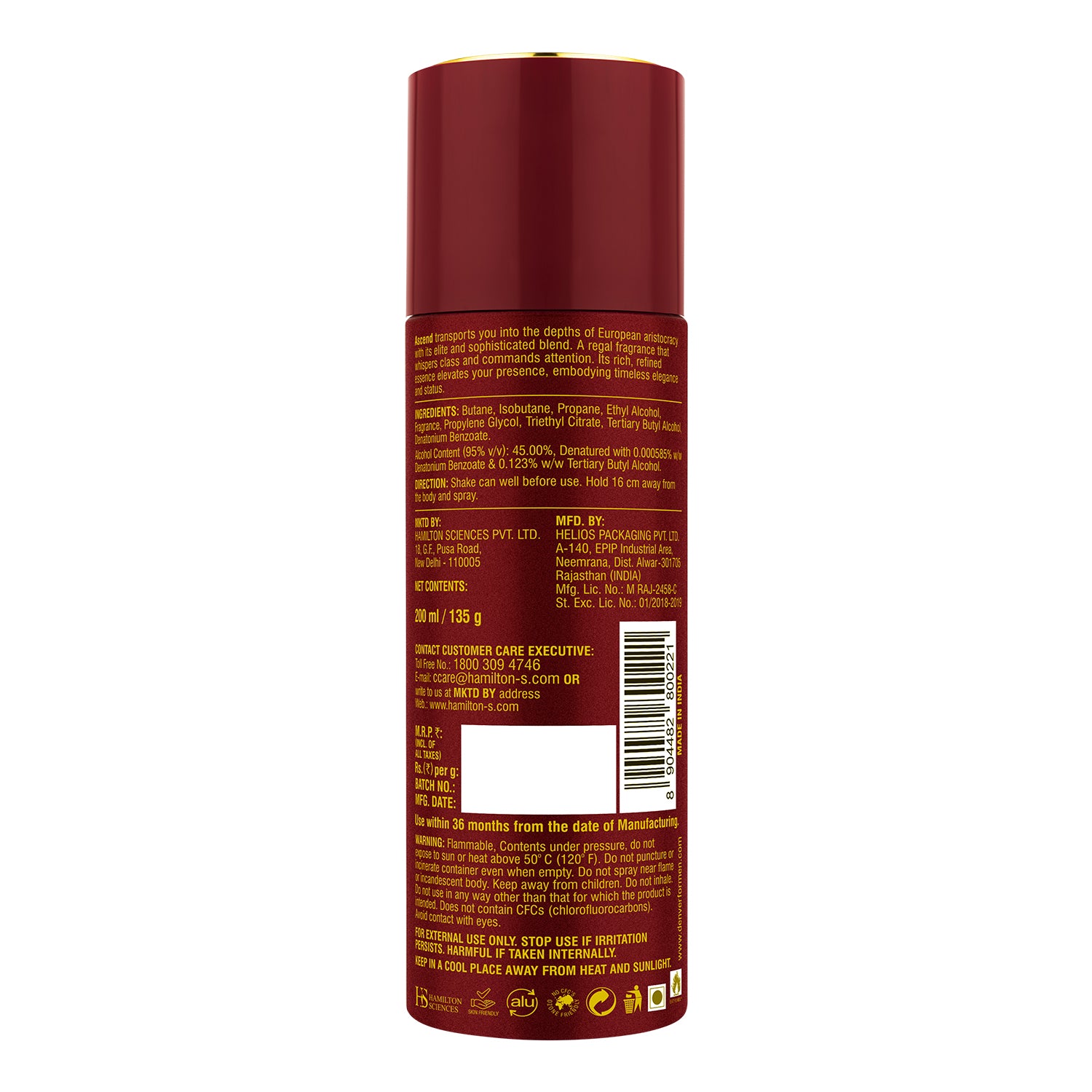 Gentlemen Ascend Deodorant - 200ml Back Side