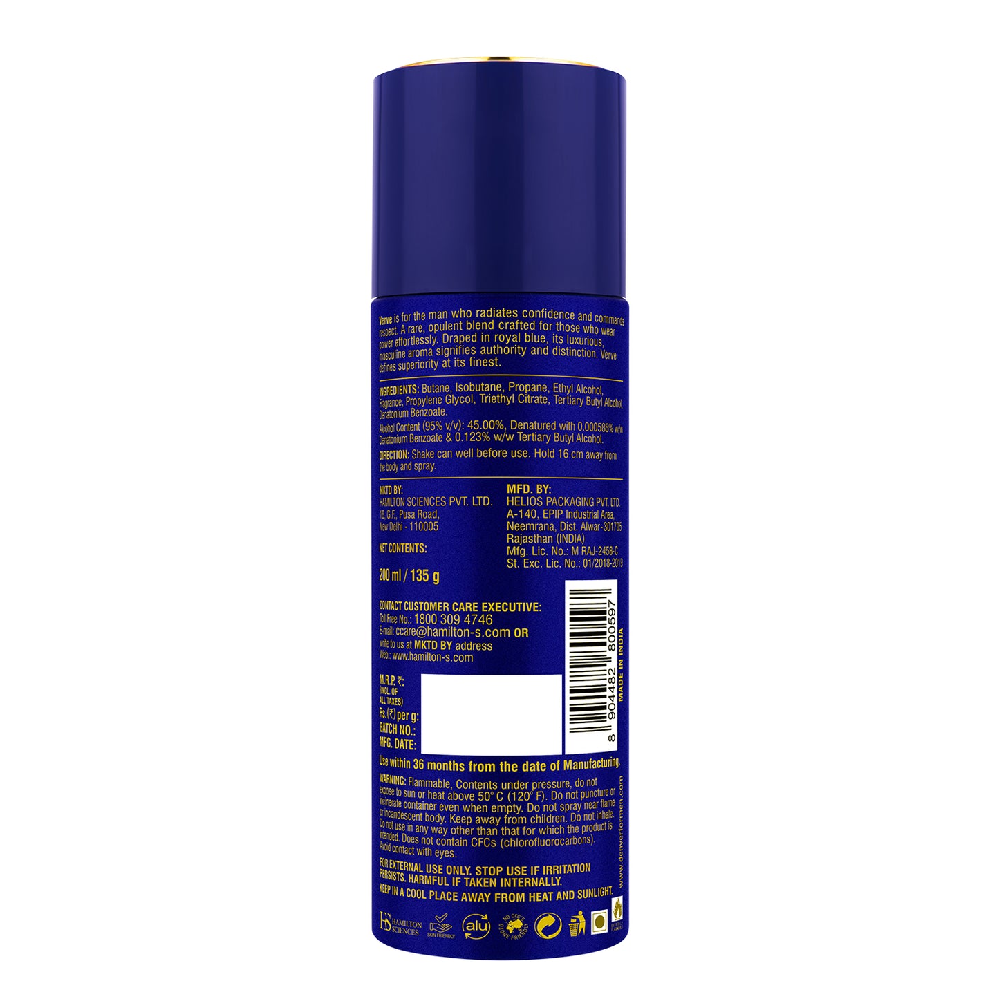 Gentlemen Verve Deodorant - 200ml Back Side