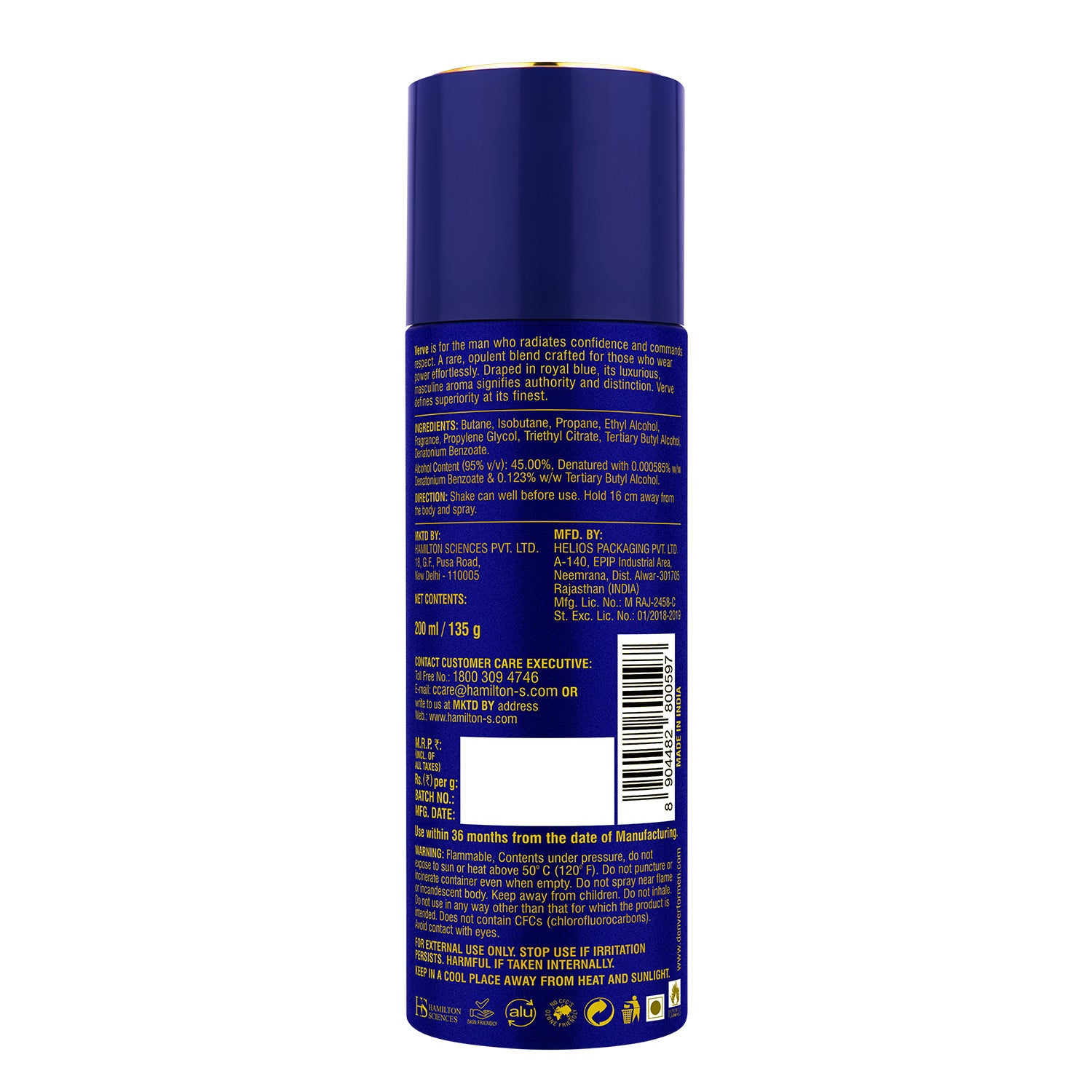 Gentlemen Verve Deodorant - 200ml Back Side