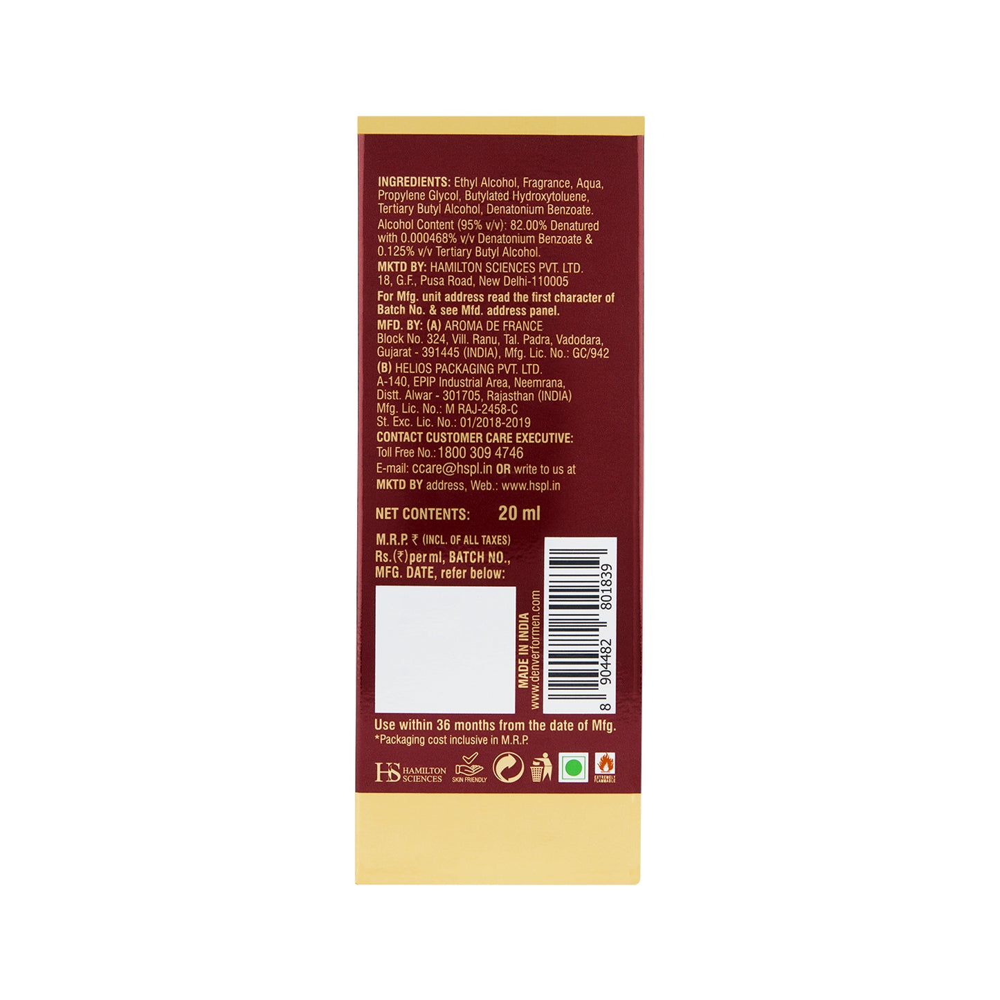 Honour Perfume 20ml - Back Image