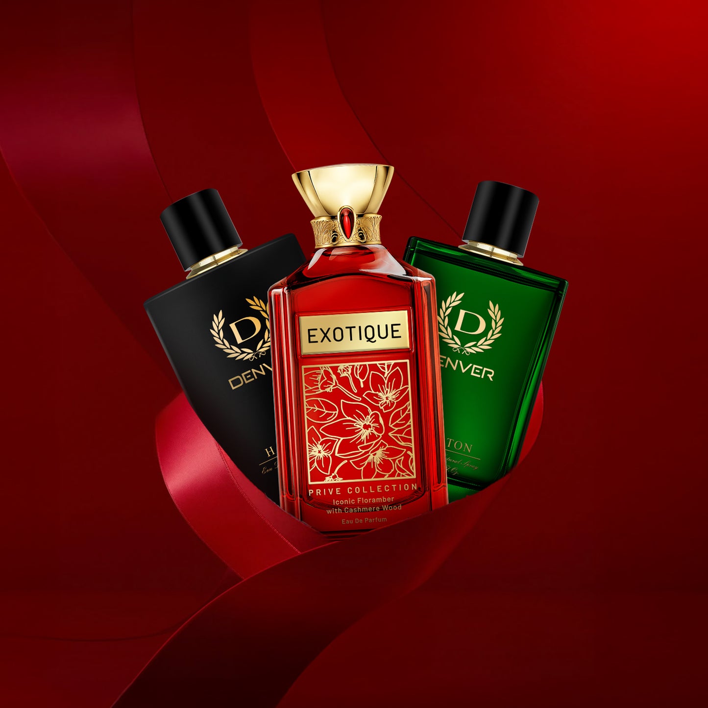 Pack of 3 Perfumes Exotique Iconic Floramber 100ml + Hamilton & Caliber 100ml Each