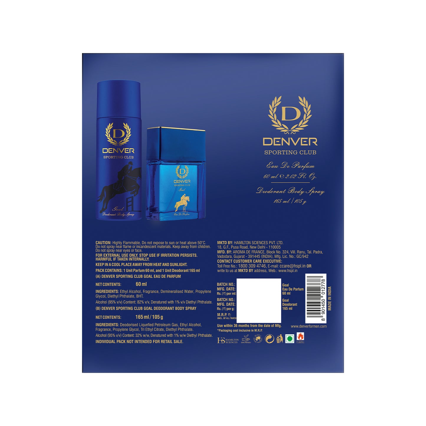 Sporting Club Goal Premium Gift Pack | 60ml Perfume | 165ml Deodorant  | DENVER