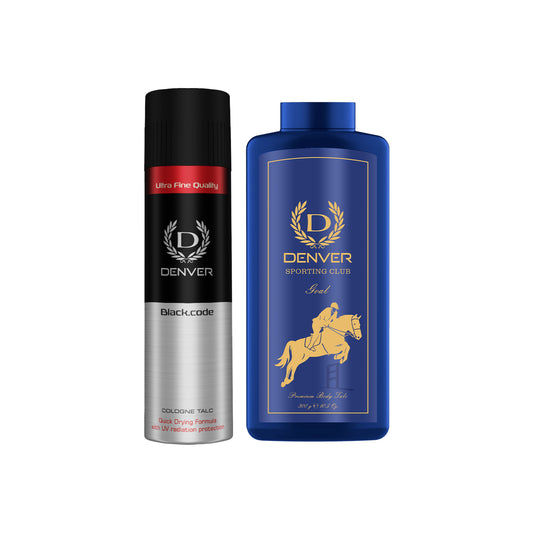 DENVER Pack of 2 Talcums (Goal + Black Code) - 300gm Each