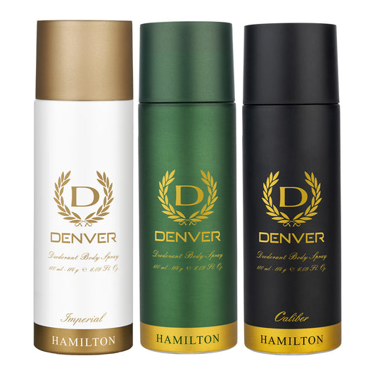 Pack of 3 Deos (Imperial + Hamilton + Caliber) - 180ml Each | DENVER