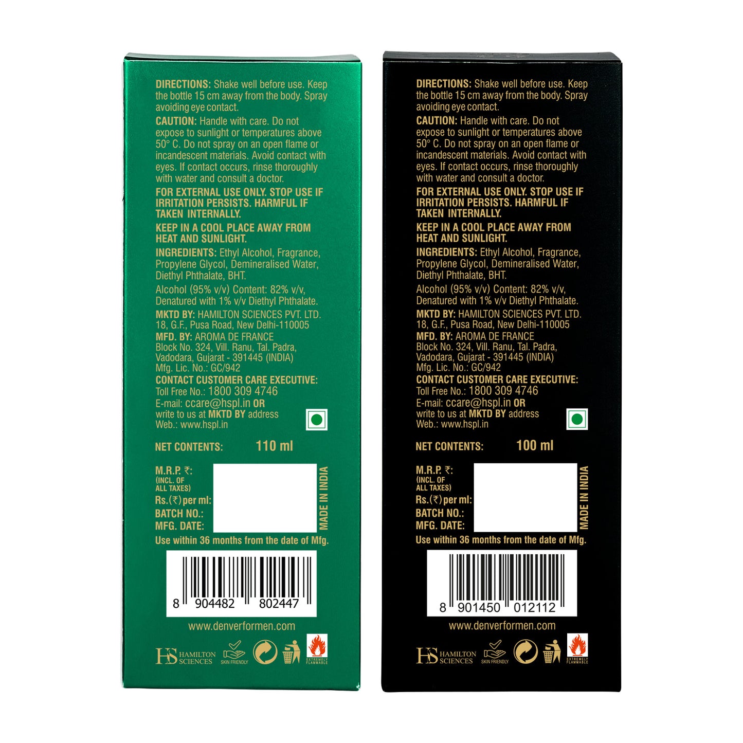 Denver Pack of 2 Perfumes Hamilton 110ml & Caliber 100ml