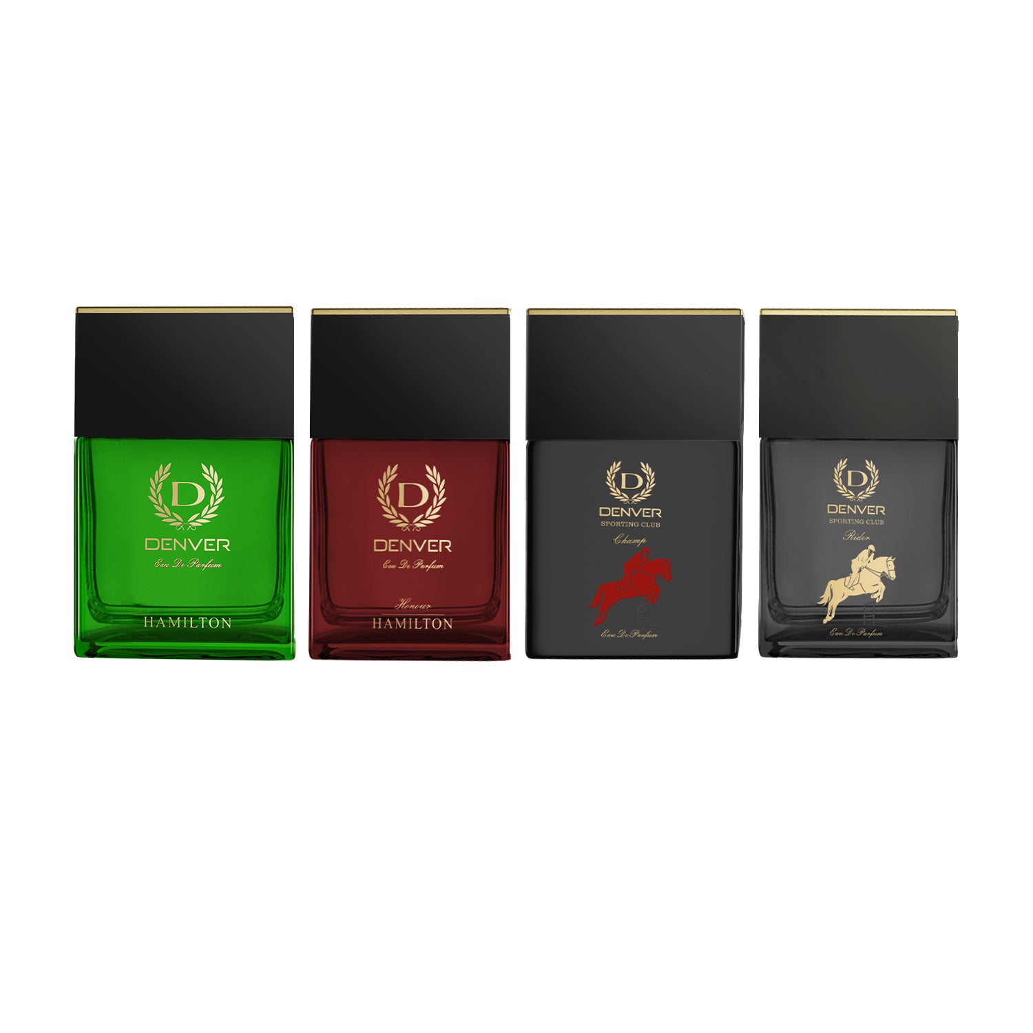 Pack of 4 Perfumes (Hamilton + Rider + Champ + Honour) - 70ml Each | DENVER