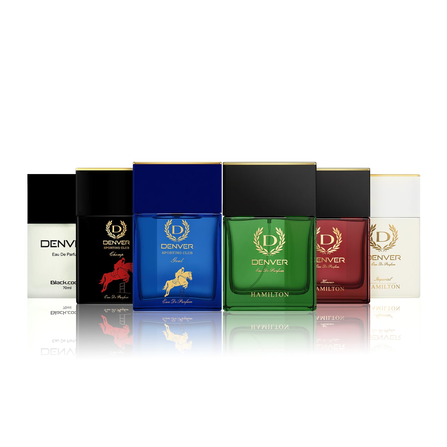 Pack of 6 Perfumes (Hamilton + Black Code + Champ + Rider + Imperial + Honour) - 70ml Each | DENVER