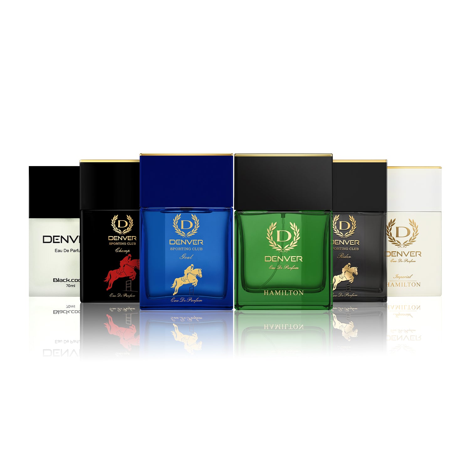 Pack of 6 Perfumes (Hamilton + Black Code + Champ + Rider + Imperial + Goal) - 70ml Each | DENVER