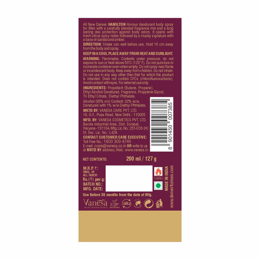 Denver Honour Deo back Side