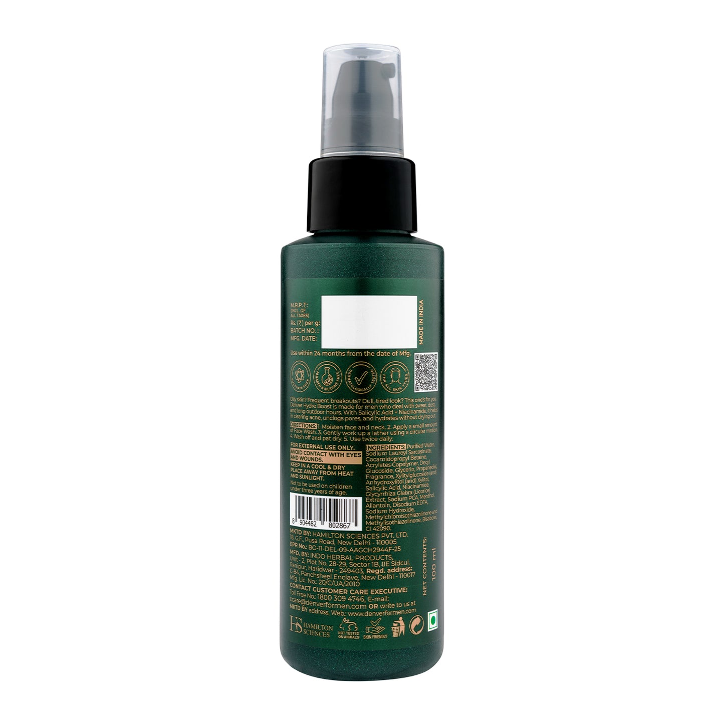 Facewash Hydra Boost 100ml Back Image