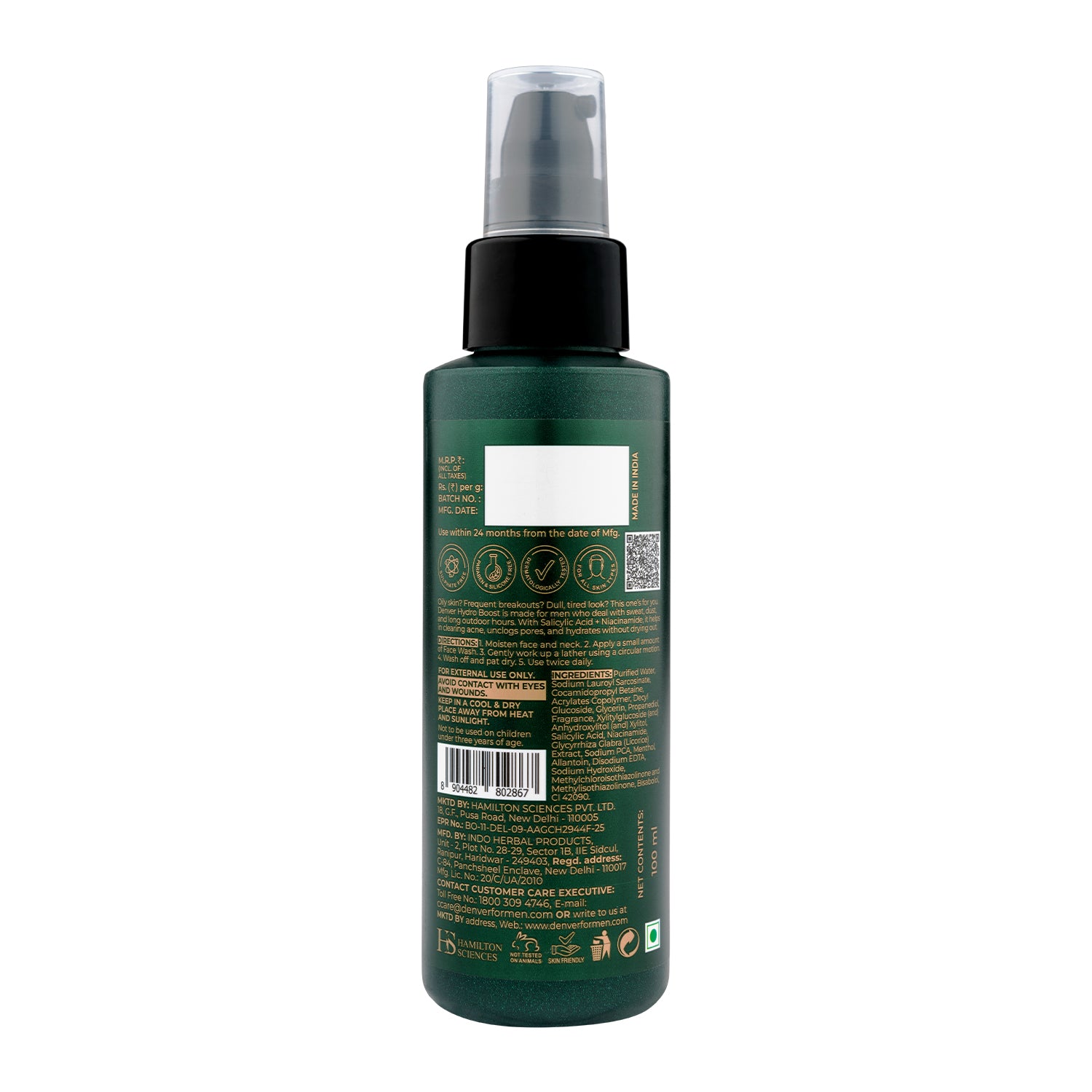 Facewash Hydra Boost 100ml Back Image