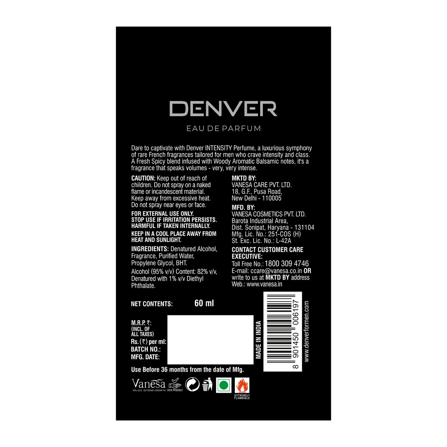 Superman Intensity Perfume 60ml - Back Side