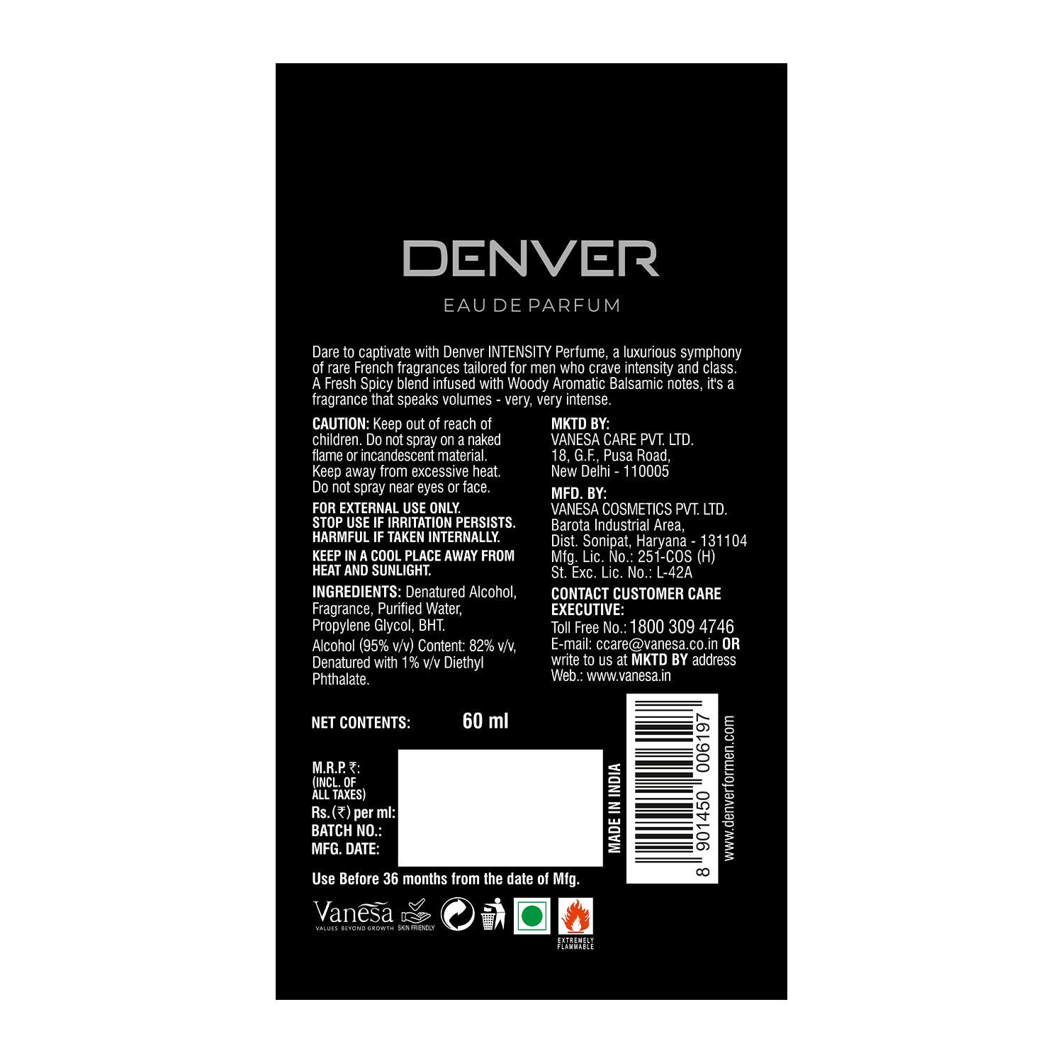 Superman Intensity Perfume 60ml - Back Side