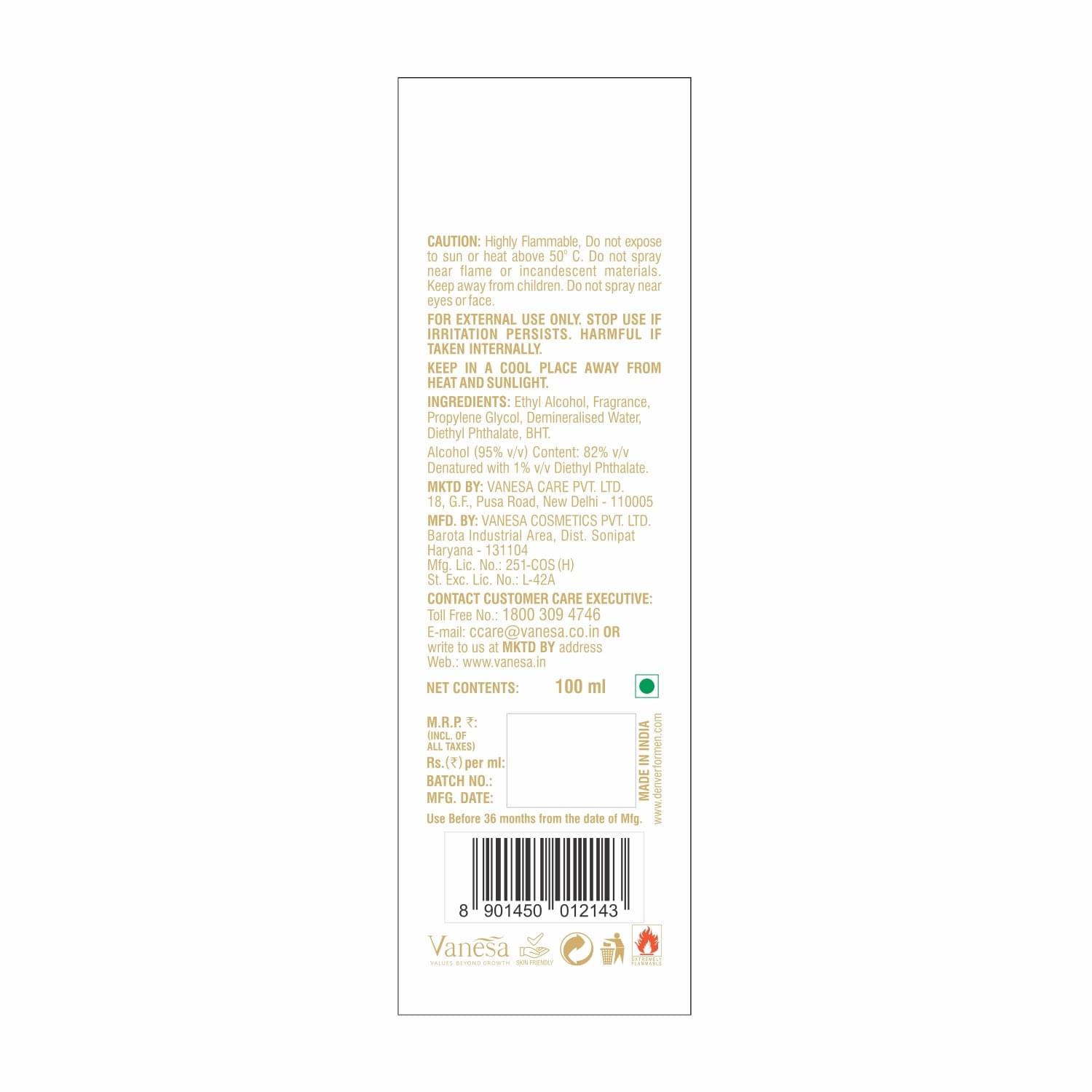 Denver Imperial Perfume Back side