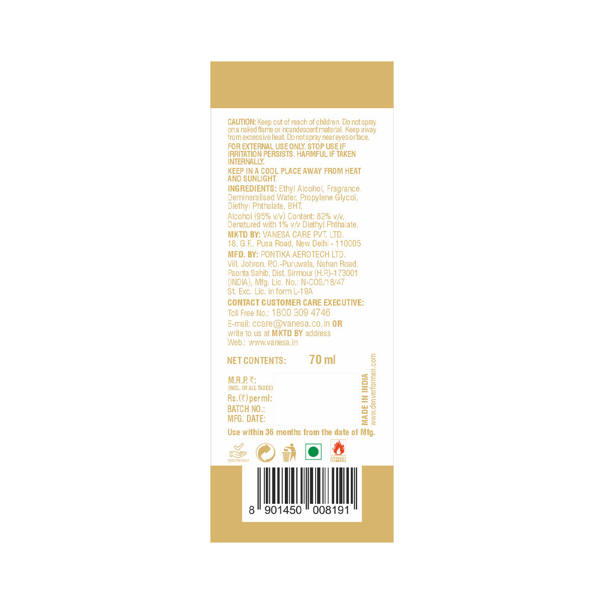 Denver Imperial Perfume Back Side 