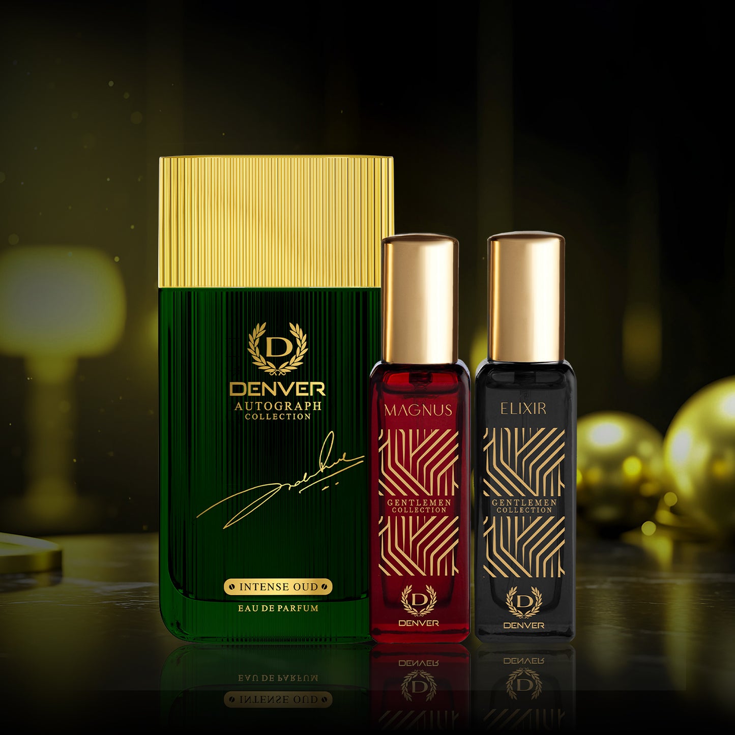 Denver Pack of 3 Perfumes SRK Autograph Intense Oud 60ml + Gentlemen (Elixir & Magnus) 20ml Each