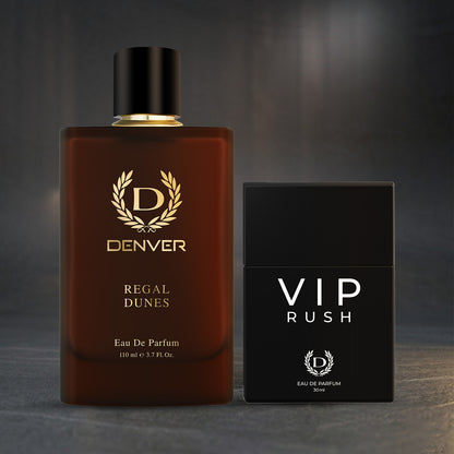 Pack of 2 Perfumes (Regal Dunes 110ml + VIP Rush 30ml)| DENVER