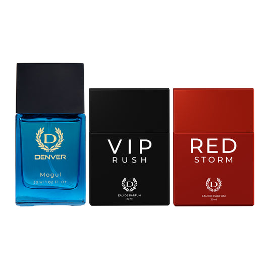  Pack of 3 Perfumes (Mogul + VIP Rush + Red Storm) - 30ml Each 