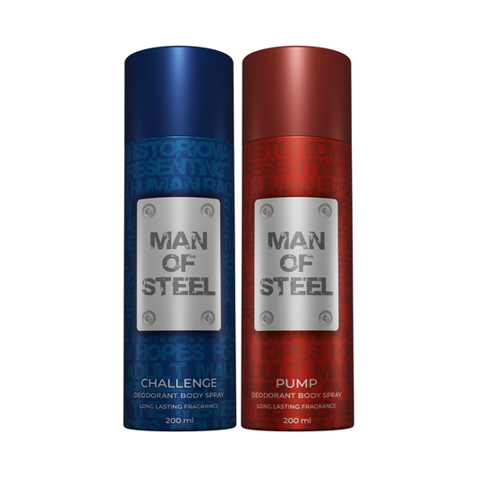Pack of 2 Man of Steel Deos (Pump + Challenge) - 200ml Each