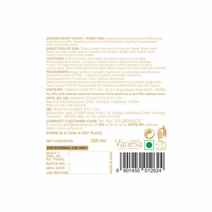 Denver Purifying Body Wash back Side