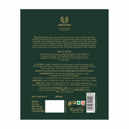 Denver Regal Musk Perfume back Side