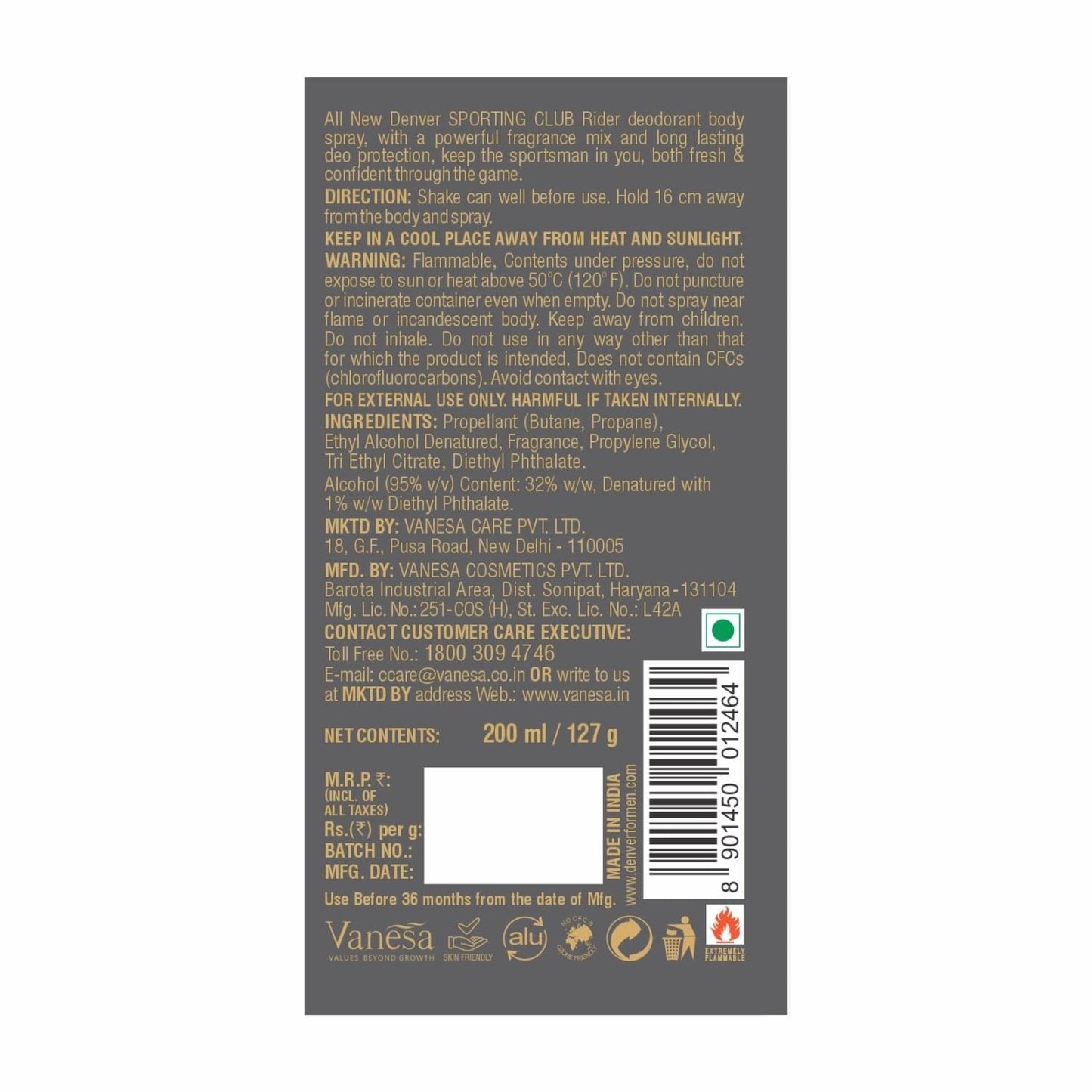 Denver Rider Deodorant Back Side
