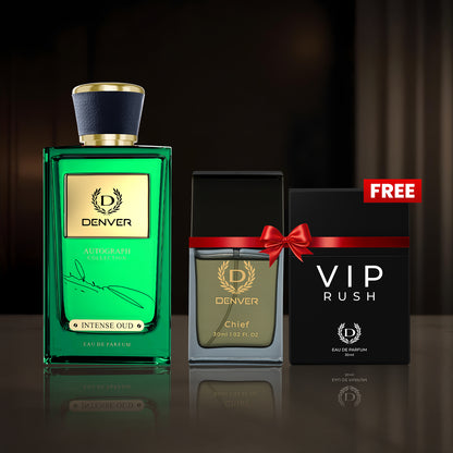 SRK Autograph Intense oud Perfume 100ml | Free Chief & Vip Rush Perfume 30ml | DENVER