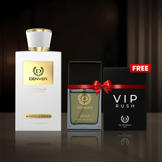 SRK Autograph White Leather Perfume 100ml | Free Chief & Vip Rush perfume 30ml