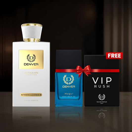 SRK Autograph White Leather Perfume 100ml | Free Mogul & Vip Rush perfume 30ml