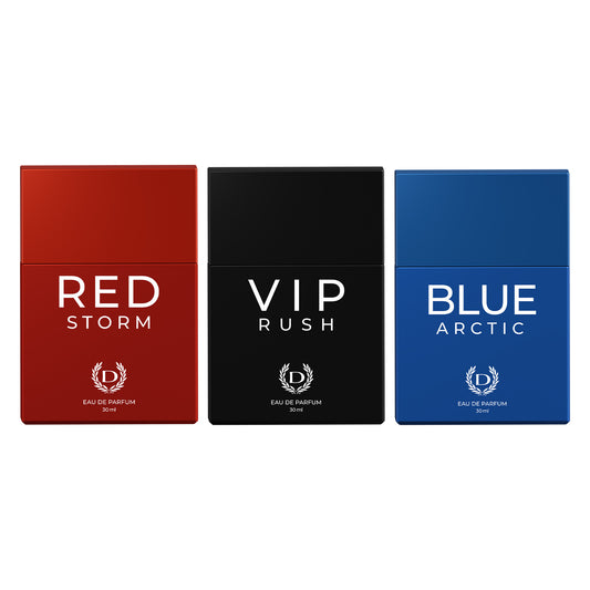 Pack of 3 Perfumes (Red Storm + VIP Rush + Blue Arctic) - 30ml Each