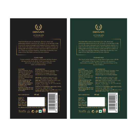 Pack of 2 SRK Autograph Perfumes (Intense Oud + Ultra Noir) - 60ml Each