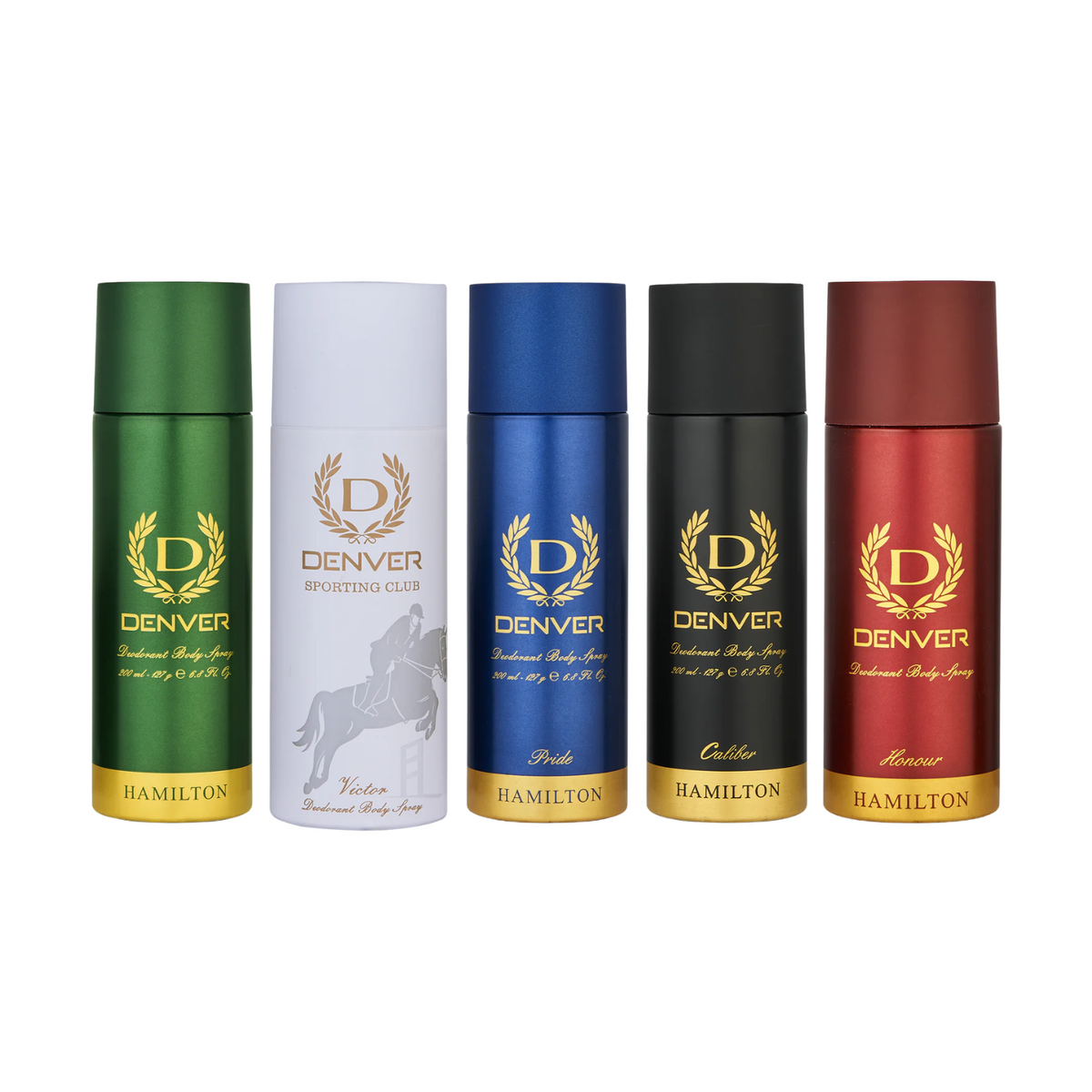 Hamilton, Victor, Honour, Caliber and Pride Combo Deodorant Spray - For Men (1000 ml, Pack of 5) -SALE