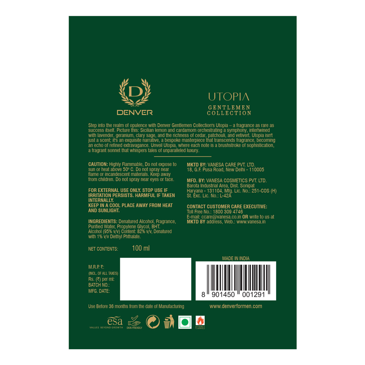 Denver Utopia Perfume Back Side
