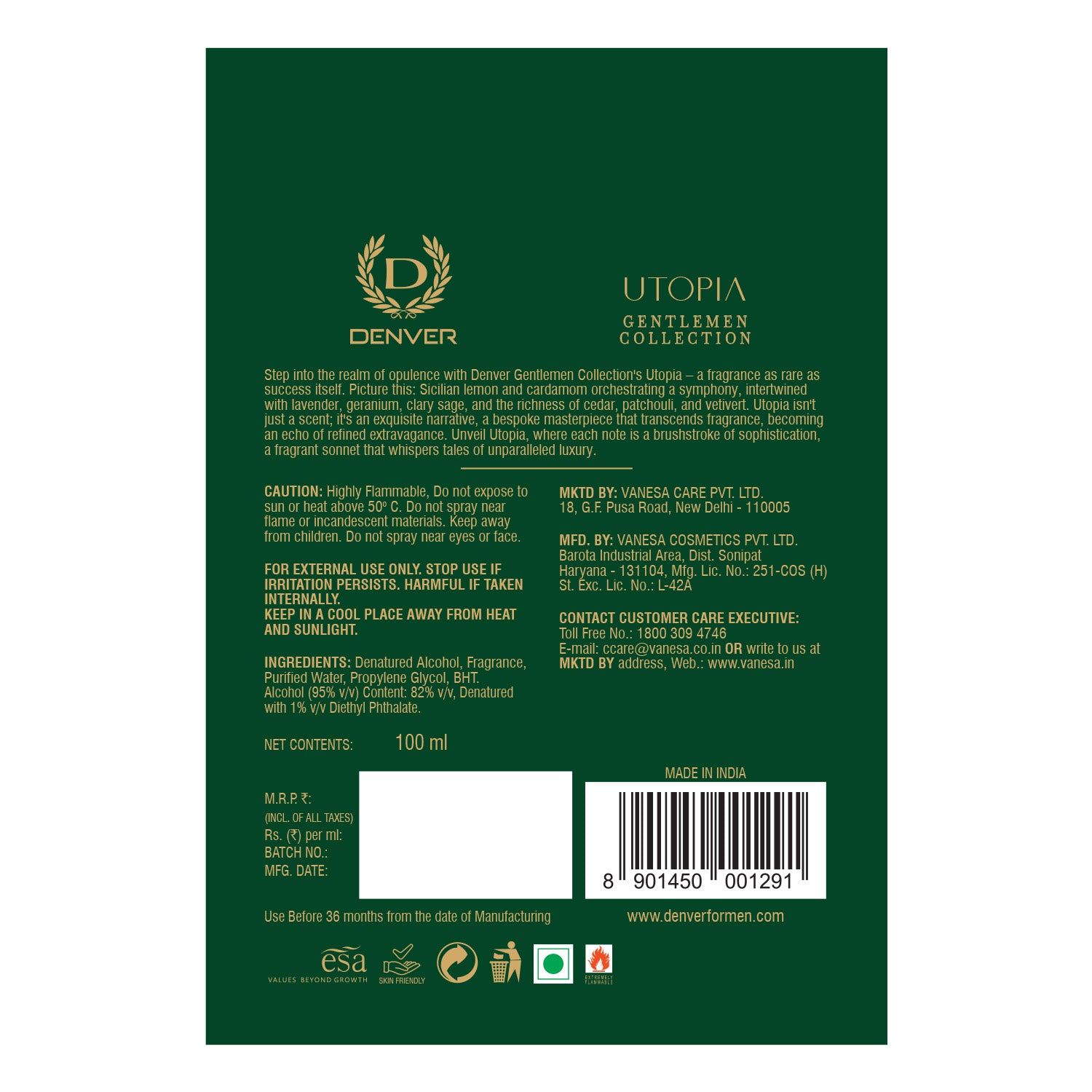 Denver Utopia Perfume Back Side