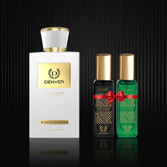 SRK Autograph White Leather Perfume 100ml | Free Utopia & Elixir perfumes 20ml