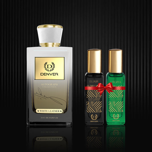 SRK Autograph White Leather Perfume 100ml | Free Utopia & Elixir perfumes 20ml