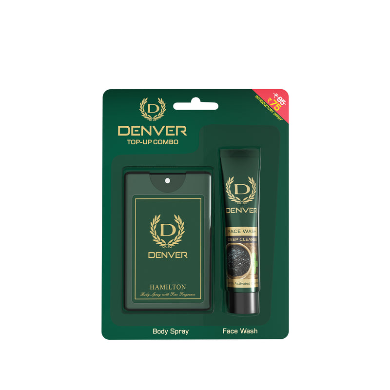 Top-up combo Denver Hamilton pocket perfume 18ml +  face wash acne clear 10gm