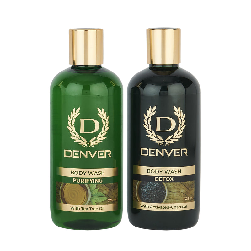 Denver Body Wash Combo Purifying And Detox 325ml Each with Loofah
