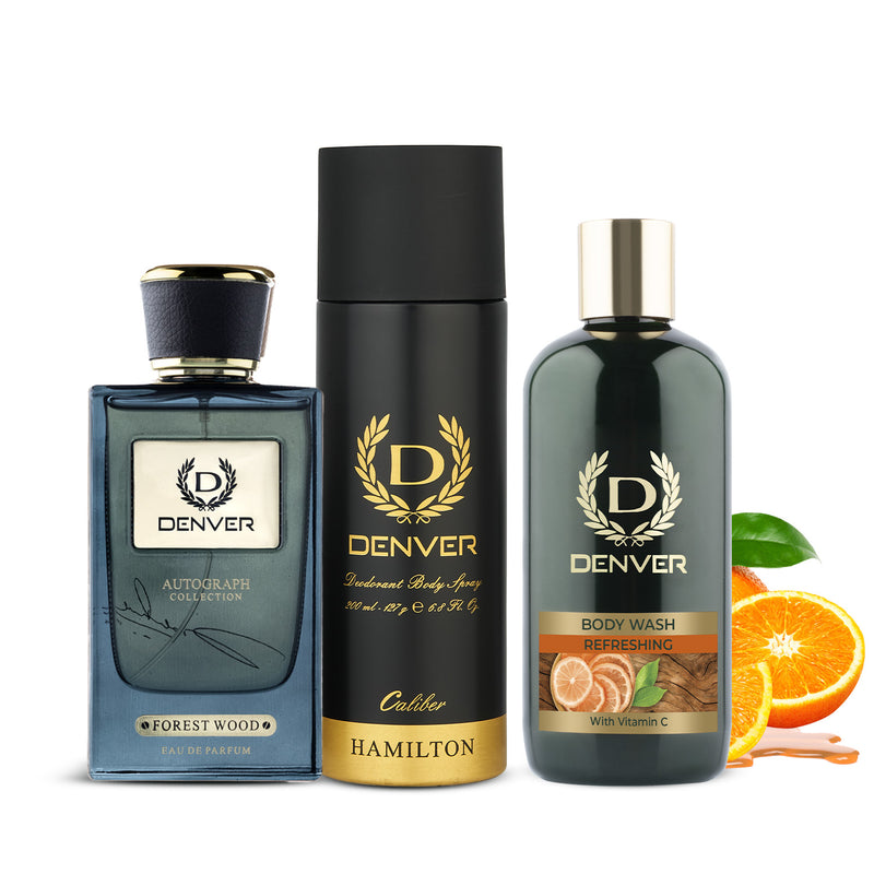 Denver Gift Pack Autograph Collection Forest Wood |  Bodywash Refreshing | Hamilton Caliber 200ml