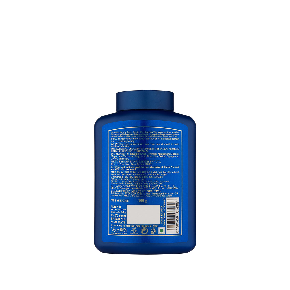 Denver Goal Body Talc back Side 