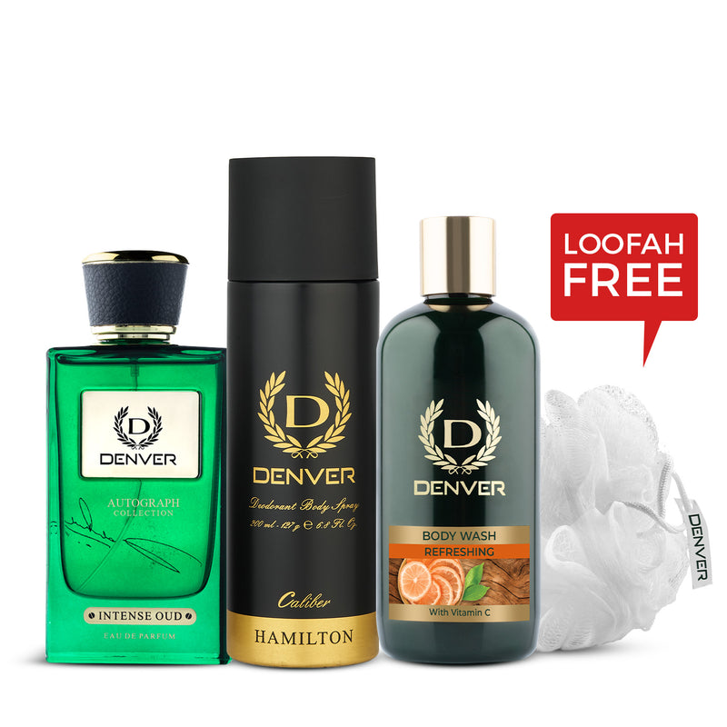Denver Gift Pack Autograph Collection Intenseoud |  Bodywash Refreshing with Loofah | Hamilton Caliber 200ml